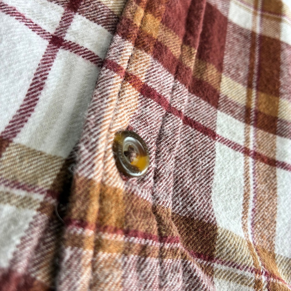 Eddie Bauer Mens XL Flannel Plaid Button Down Shirt Brick Brown Gorpcore Flannel - Picture 7 of 16